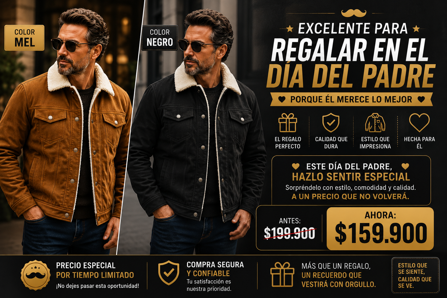 Chaqueta gamuza ovejera Oferta del Día del Padre